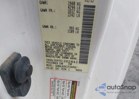 2012 Nissan Altima 2.5 S z USA, uszkodzony, nr VIN 1N4AL2EP7CC202842